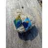 boucles d'oreille grand losange bleu et jaune