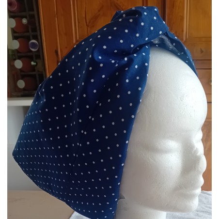 turban bleu à pois