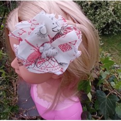 barrette fleur et insecte blanche et rouge