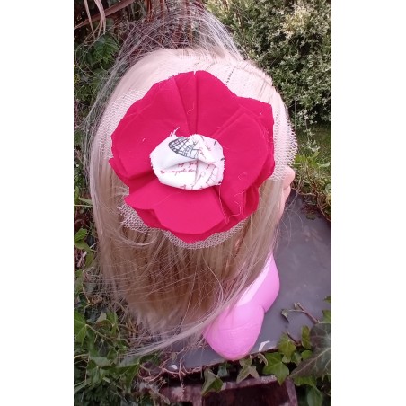 barrette fleur rouge et blanche