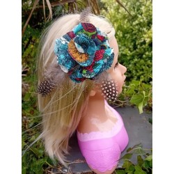 barrette punk plume noire