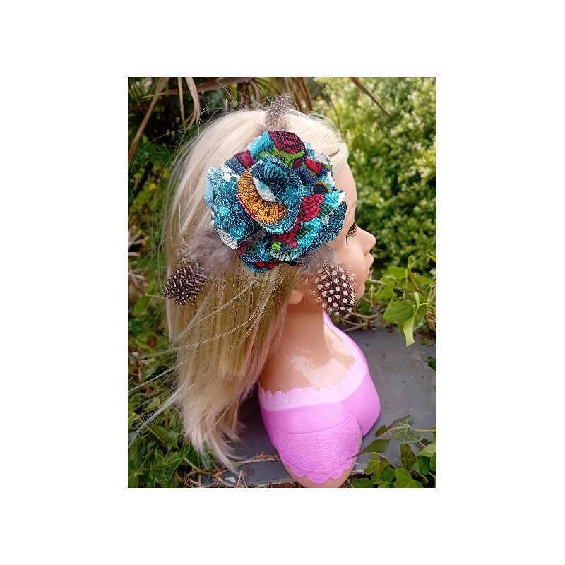 barrette punk plume noire