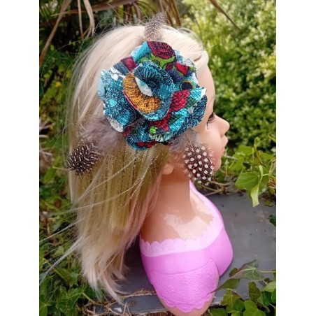 barrette punk plume noire
