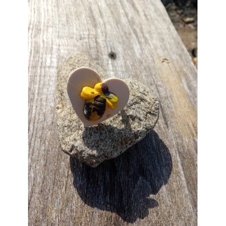 broche coeur abeille