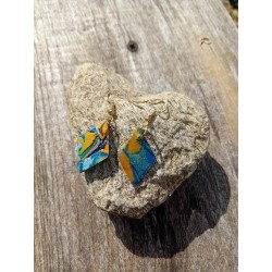 boucles d'oreille losange jaune et bleu