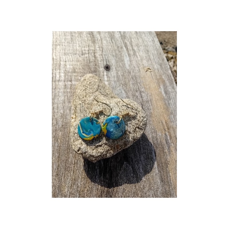 boucles d'oreille ronde bleu