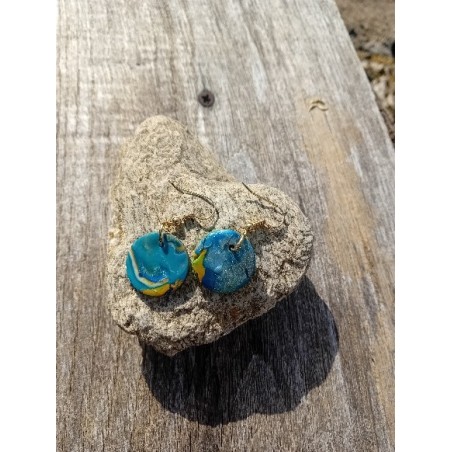 boucles d'oreille ronde bleu